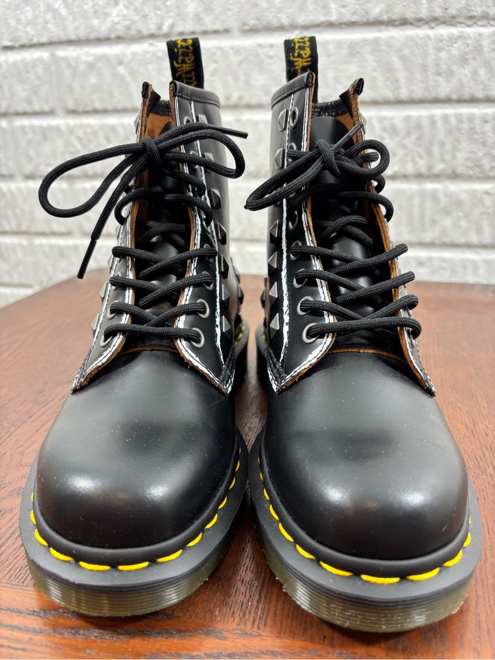 Dr. Martens 1460 Stud Lace-Up Boots Black Leather Punk Studded Womens 5 - Picture 6 of 11